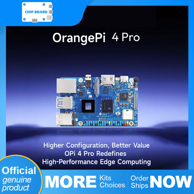 Orange Pi 4 Pro SBC mit 3 TOPS NPU, 4GB LPDDR5, Rockchip RK3399, Blau - Bild 1