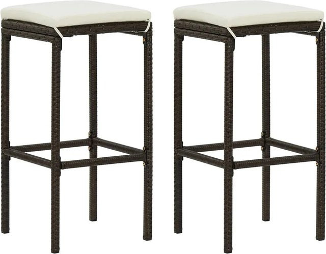 vidaXL Barhocker Set aus Poly Rattan mit Kissen in Braun - Bild 1