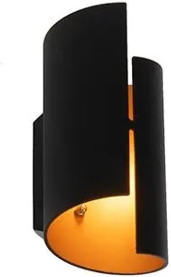 QAZQA Wandleuchte Faldo in Schwarz und Gold mit Up-Down-Lichtfunktion und dimmbarer G9 Leuchte - Bild 1