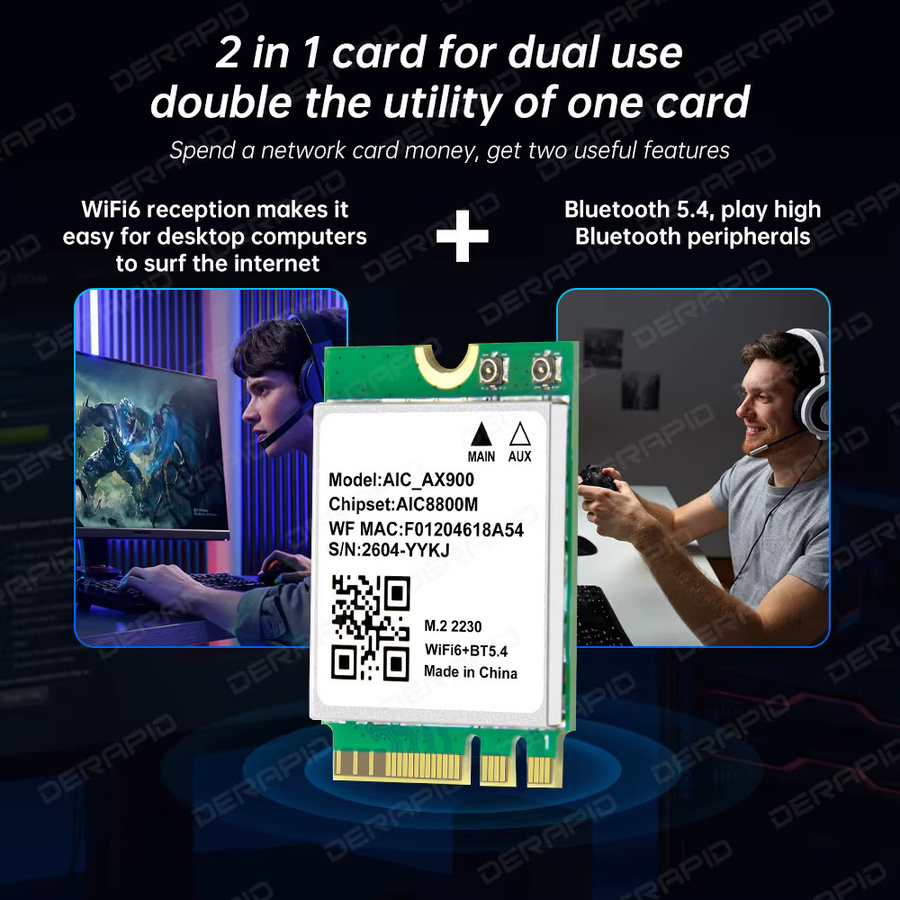 AX900 WiFi 6 und Bluetooth 5.4 NGFF-Netzwerkkarte, Dual-Band 2,4GHz/5,8GHz mit 900Mbps Hochgeschwindigkeit für Windows 10/11 Laptop und PC - Bild 2