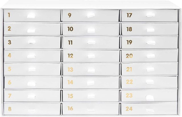 Rico Design Adventskalender Box weiß-gold B/T/H: 16 x 26 x 9,5 cm - Bild 1