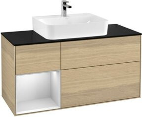 V&B Waschtischunterschrank Finion in Weiß und Eiche, B/T/H: 120 x 50,1 x 50,1 cm - Bild 1