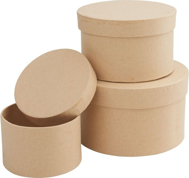 VBS Rund Geschenkschachteln aus Karton, 3er-Set, Braun/Beige - Bild 1