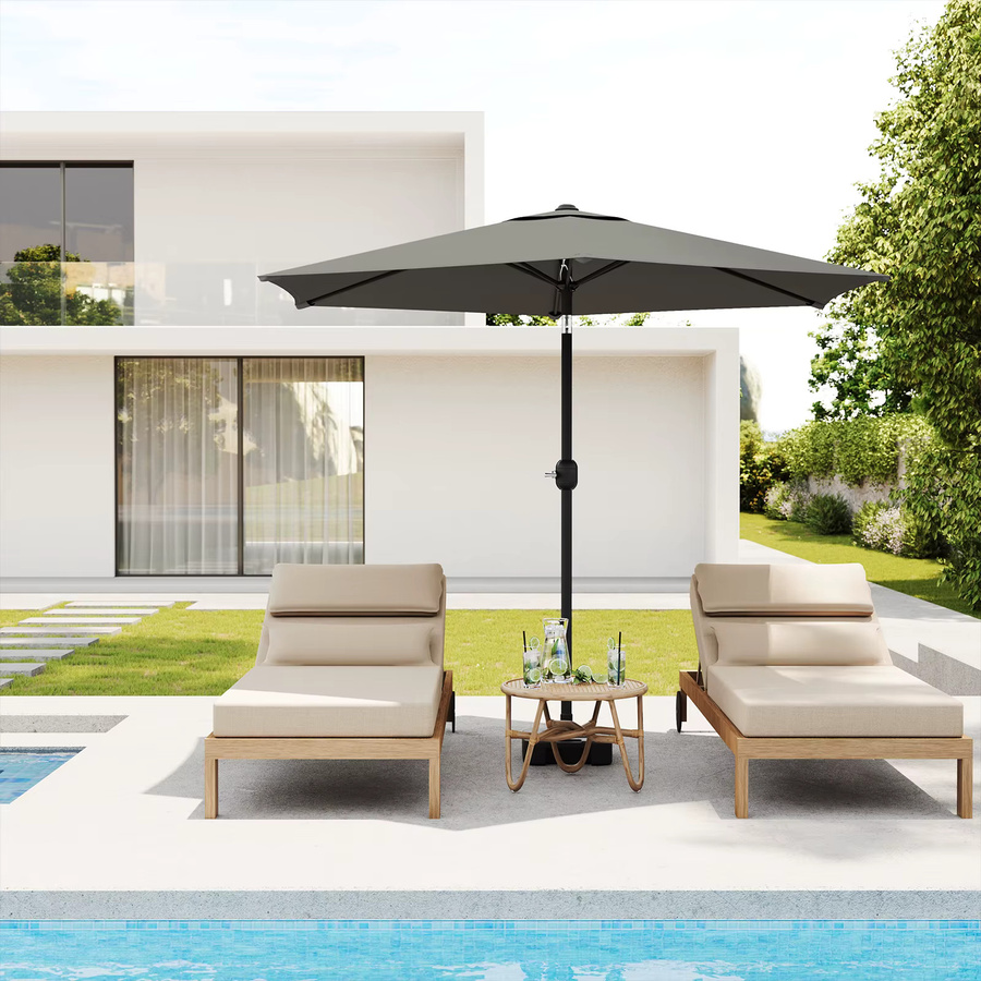 WOLTU Sechseckiger Sonnenschirm aus Polyester in Grau, UV-beständig und wasserdicht, mit biegsamer Kurbel für Garten, Strand oder Balkon, B/T/H: 300 x 300 x 246 cm - Bild 3