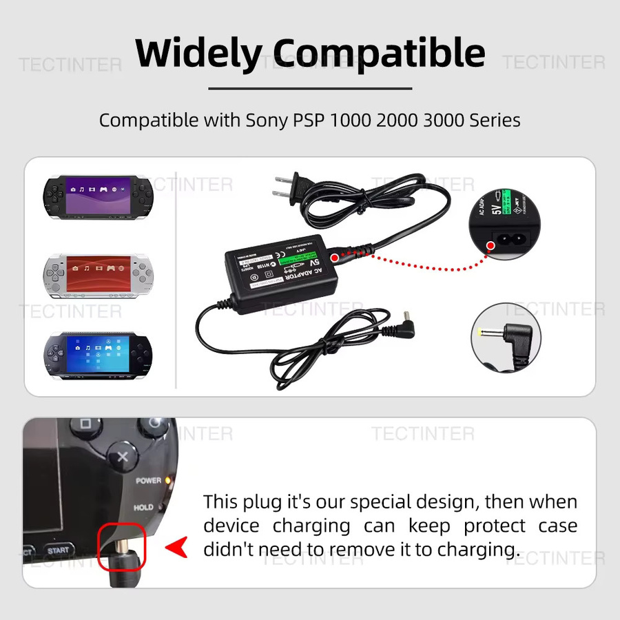Sony AC-Adapter 5V für PSP 1000 2000 3000 Serie Spielkonsole, Netzteil in Schwarz - Bild 2