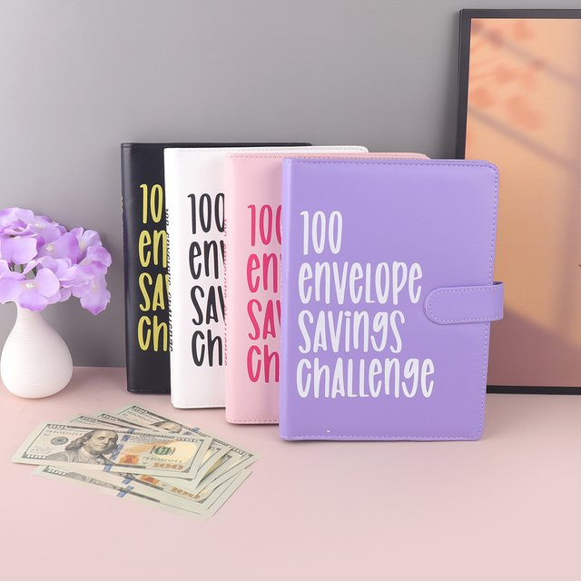A5 Challenge Binder Budgetordner mit 100 Geldumschlägen in Weiß zum Sparen - Bild 1