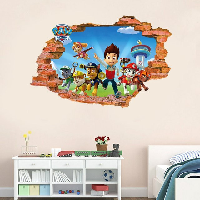 Paw Patrol 3D Wandaufkleber für Kinderzimmer und Wohnzimmer, Mehrfarbig, Selbstklebend - Bild 1