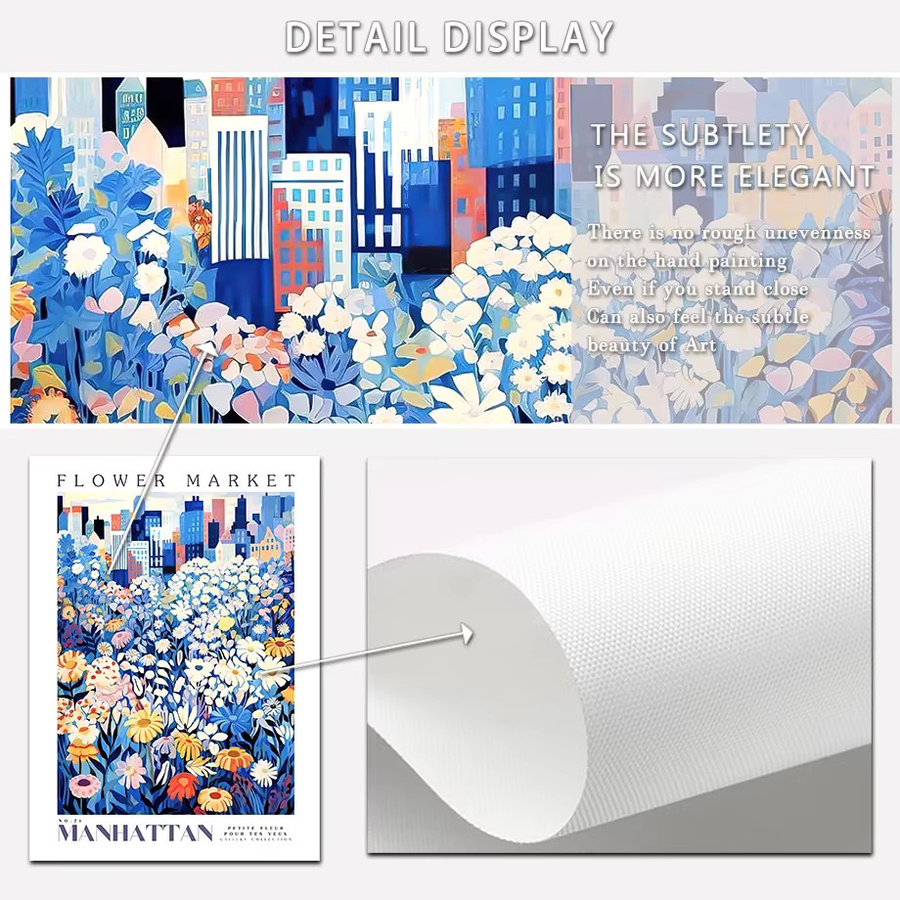 Potdemiel Moderne Botanische Wandkunst als Leinwandposter mit Blauen Blumen für dein Wohnzimmer - Bild 2