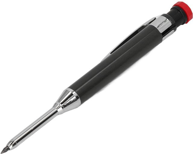 TOMTOP Mechanischer Zimmermannsbleistift aus Metall in Schwarz mit Graphitmine für professionelle Holzbearbeitung - Bild 1