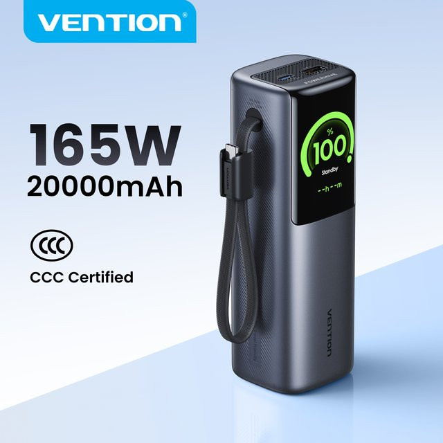Vention Powerbank 20000mAh mit 165W PD Schnellladefunktion in Grau - Bild 1