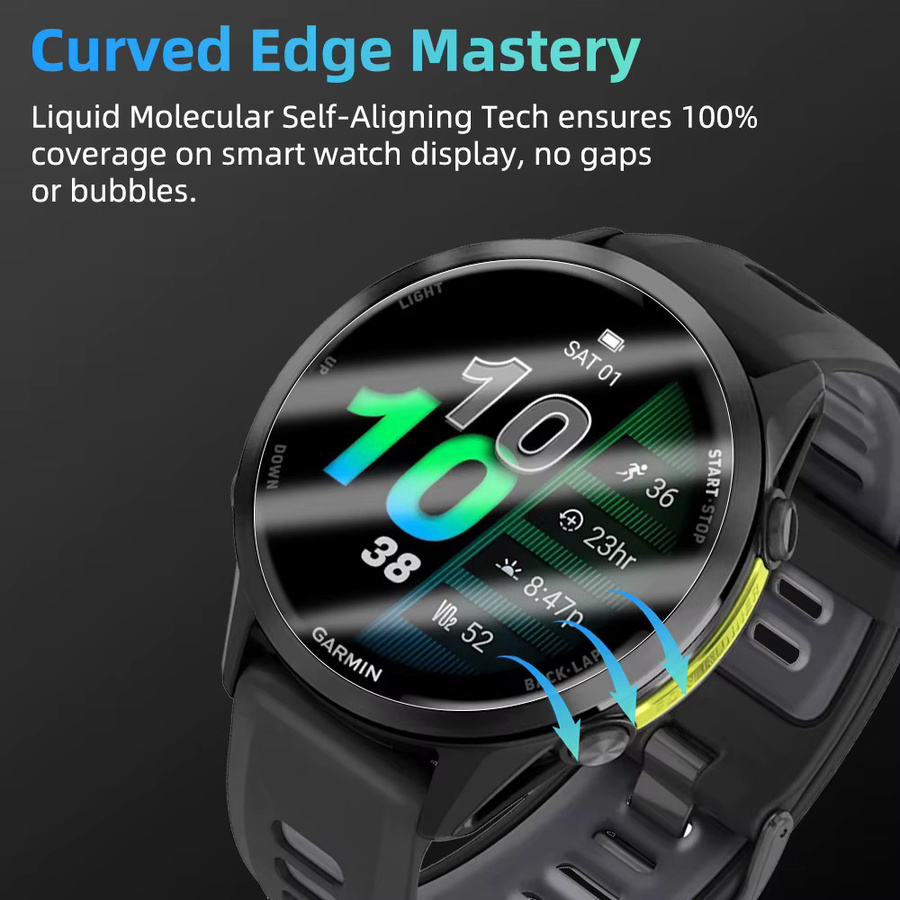 ONM Hydrogelfolie für Garmin Forerunner 970/570, Displayschutzfolie HD Clear Full Coverage, transparent, passend für 42 mm und 47 mm - Bild 2