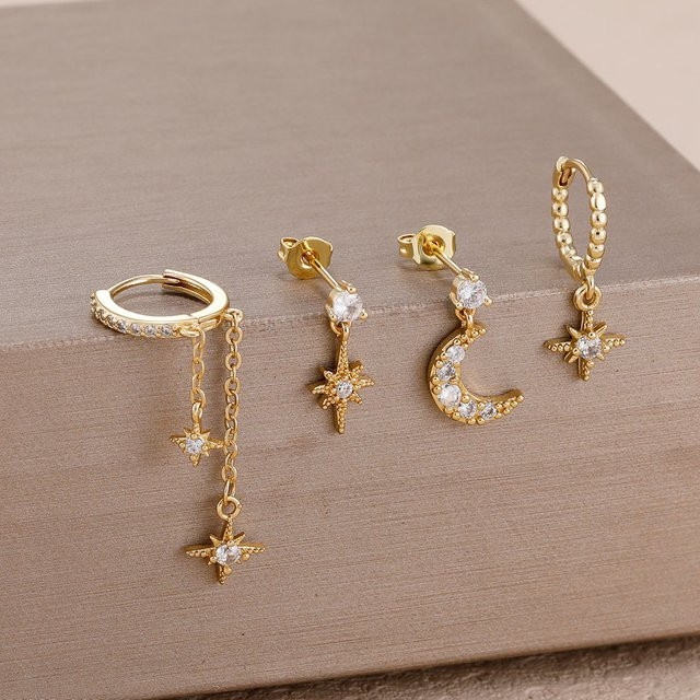 Schmuck-Set Ohrringe und Kette, Gold, Zirkonia, Damen - Bild 1