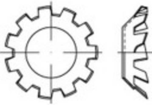 TOOLCRAFT Zahnscheibe aus Federstahl, Innen-Durchmesser: 6,4 mm, DIN 6797, galvanisch verzinkt, Silber, 250 Stück - Bild 1