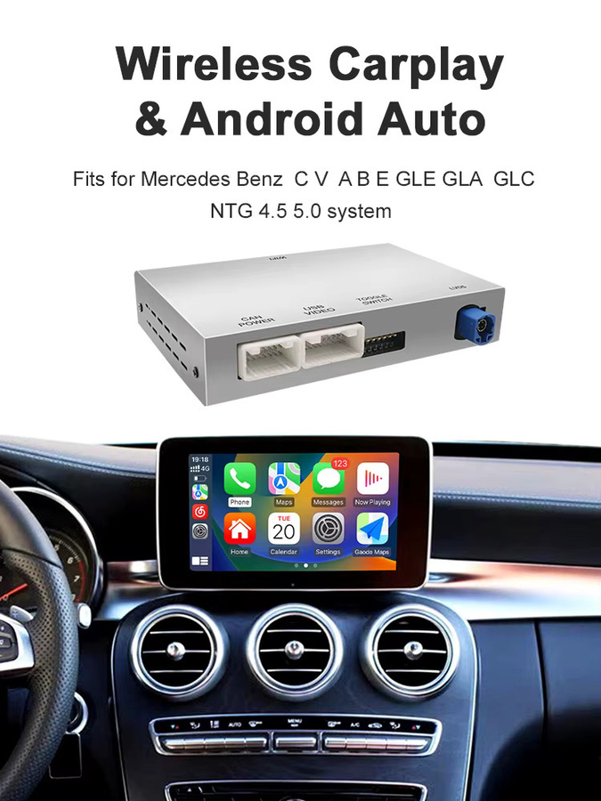 AUTOABC Drahtlose CarPlay und Android Auto Decoder Box für Mercedes Benz A B C E Klasse GLA CLA CLE W205 W176 C117 W246 W167 NTG5.0 mit Airplay - Bild 5