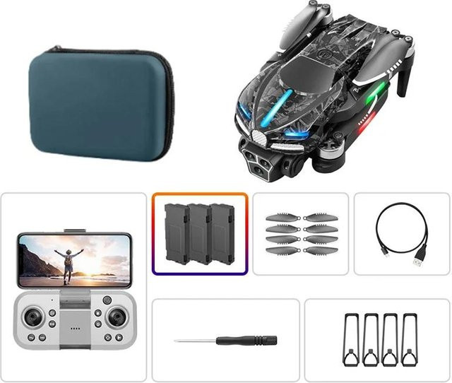 LYZRC V186 Mini-Drohne mit HD Doppelkamera, bürstenloser Motor, Hindernisvermeidung und optischem Fluss, WIFI FPV Quadcopter in Schwarz mit 3 Akkus - Bild 1