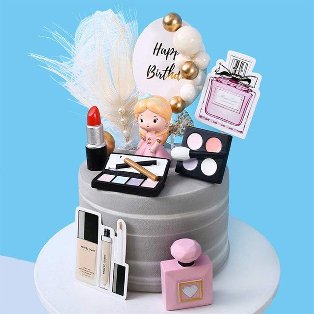 4er-Pack Make-up-Kuchenaufsätze aus Kunststoff in Mehrfarben für Geburtstagsparty-Dekorationen - Bild 1