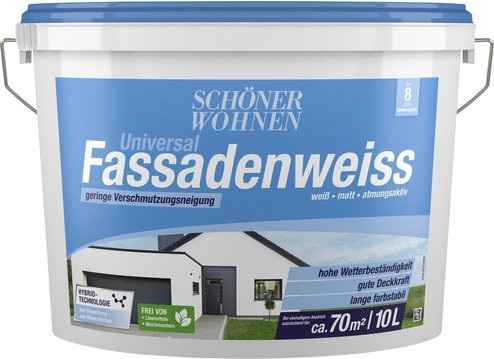 Schöner Wohnen Hybrid-Fassadenfarbe Universal Fassadenweiss Matt, 10 l - Bild 1