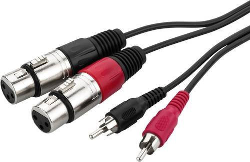 Monacor 0069030 Audio Verbindungskabel mit 2x XLR-Buchse und 2x Cinch-Stecker in Schwarz, Länge: 1 m - Bild 1