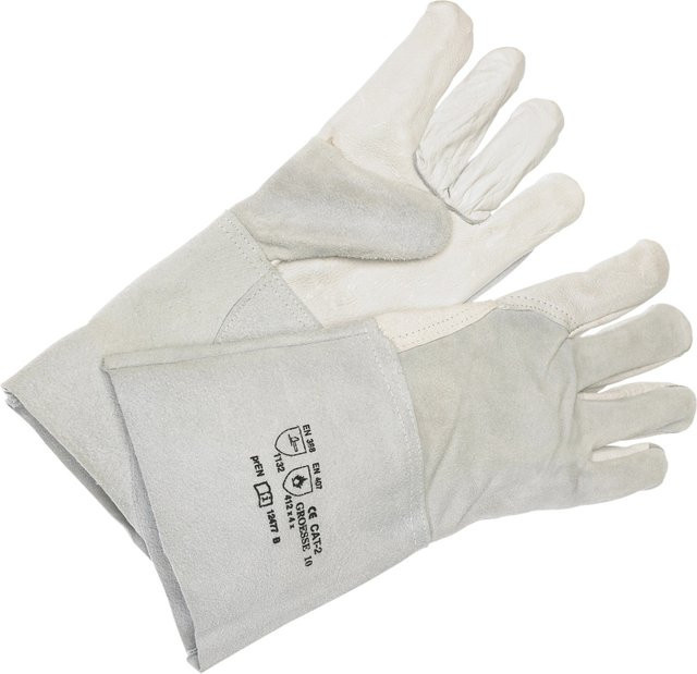LUX-TOOLS Schweißerhandschuh aus Leder in Weiß, Größe 10 (XL) - Bild 1