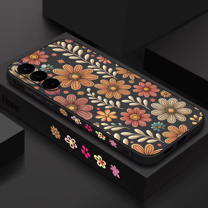 Handyhülle mit Vintage Blumen Druck für Samsung Galaxy S25 S24 S23 S22 Ultra Plus FE A56 A17 A16 A36 A55 A54 A15 Soft Cover in Beige, Weiß und Multicolour - Bild 5