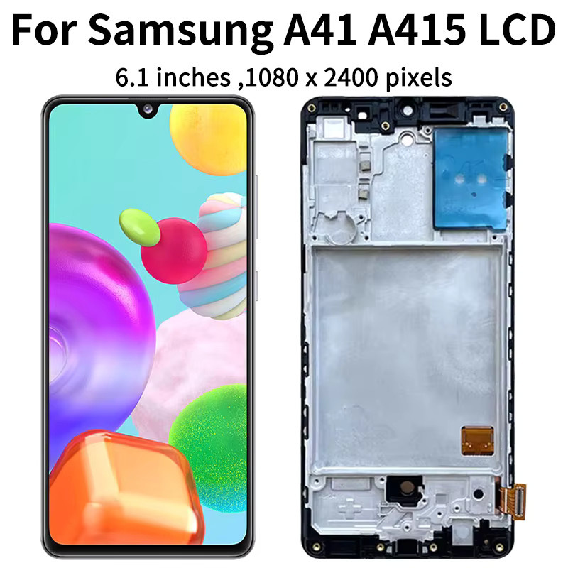 Samsung A41 A415 A415F A415F/DS Premium LCD Display Touchscreen Digitizer Panel mit Fingerabdruck Sensor und Rahmen in Schwarz - Bild 3