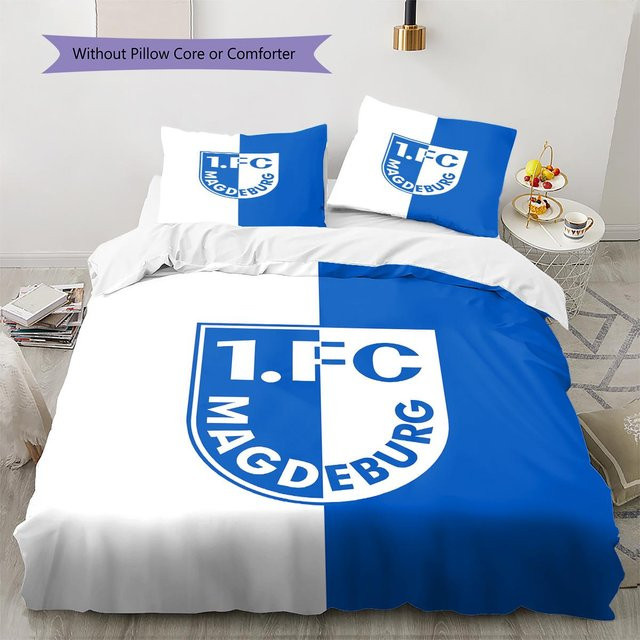 1. FC Magdeburg Bettwäsche Set in Blau mit Bettbezug und 2 Kissenbezügen, B/H: 155 x 200 cm - Bild 1