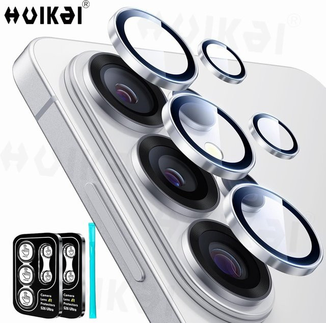 2 Sets Kameraobjektivschutz aus gehärtetem Glas für Samsung Galaxy S26 Ultra, S26, S25 und S24 in Multicolour, kratzfeste Metall-Kameraabdeckung - Bild 1
