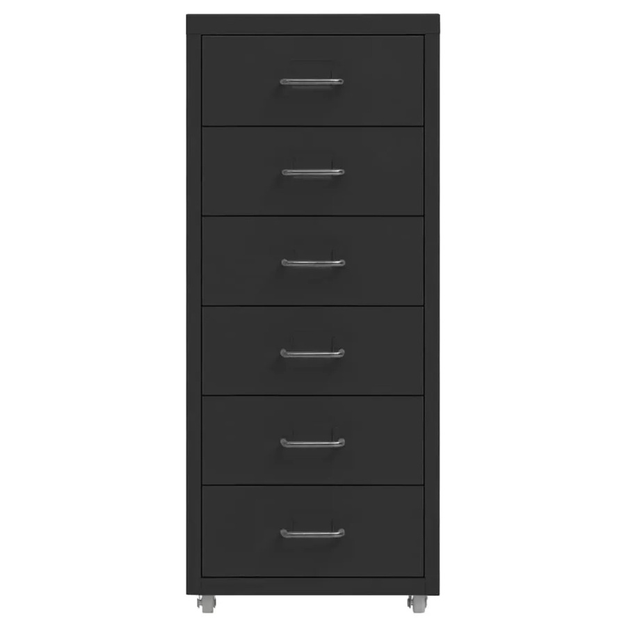 vidaXL Aktenschrank aus Metall mit Rollen in Schwarz, B/T/H: 28 x 41 x 69 cm - Bild 2