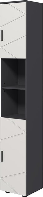 HOMCOM Badezimmerschrank schmal als Hochschrank in Grau mit verstellbaren Regalen und offenen Fächern, B/T/H: 30 x 30 x 183 cm - Bild 1