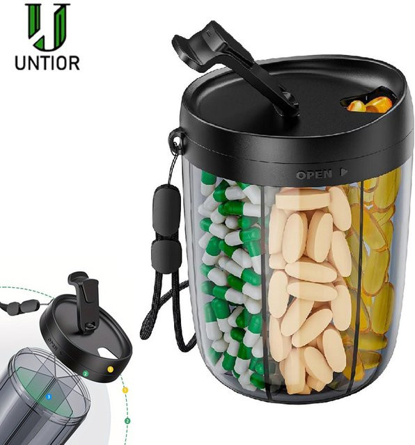 UNTIOR Pillen-Organizer, 6 Fächer, transparent, Unisex - Bild 1