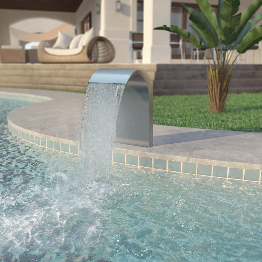 vidaXL Pool-Wasserfall aus Edelstahl in Silber, B/T/H: 45 x 30 x 65 cm - Bild 2