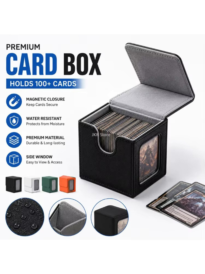 PU-Kartenaufbewahrungsbox mit Fenster und Magnetverschluss in Schwarz, fleckenresistenter und feuchtigkeitsbeständiger Kartenhalter mit Deckel, B/T/H: 10,5 x 8,5 x 0 cm - Bild 7