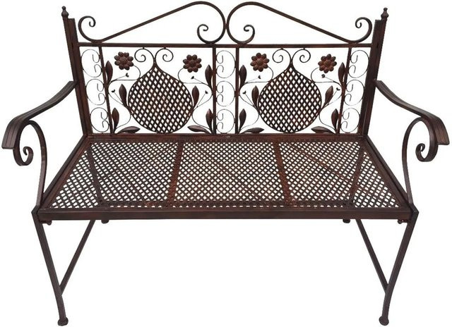 Lex Eisenbank Gartenbank aus Metall in Braun im Antik-Design mit Armlehnen B/T/H: 109 x 55 x 91 cm - Bild 1