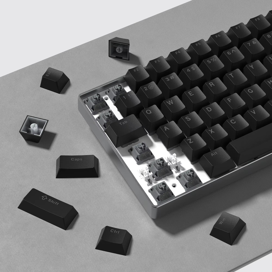Oeny Black Cherry Profile PBT Tastenkappen Set mit Double Shot Shine Through für Cherry und Gateron MX Switches, Schwarz und Lila - Bild 3