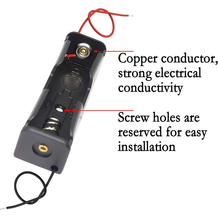 PHONEPACE 18650 Batteriegehäuse mit Kabelbaum, 10 Stück DIY-Batterie-Aufbewahrungsboxen für Einzelbatterien, Schwarz - Bild 3