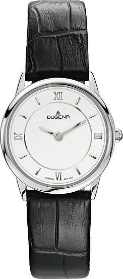 Dugena Armbanduhr, Quarz, Edelstahl, Leder, Silber, Damen - Bild 1