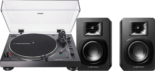 Audio-Technica AT-LP120XBT Plattenspieler mit Bluetooth und USB-C sowie Audio-Technica ATH-SP3X In-Ear Kopfhörer in Schwarz - Bild 1