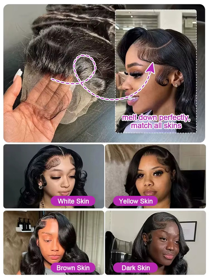 HJ WEAVE BEAUTY Body Wave Lace Front Perücke, 100% Echthaar, Damen - Bild 5