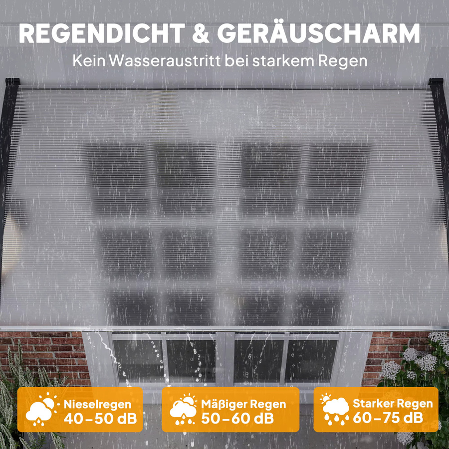 Outsunny Vordach für die Haustür aus Polycarbonat mit UV-Schutz, weiß, B/H/L: 150 x 90 x 25 cm - Bild 3