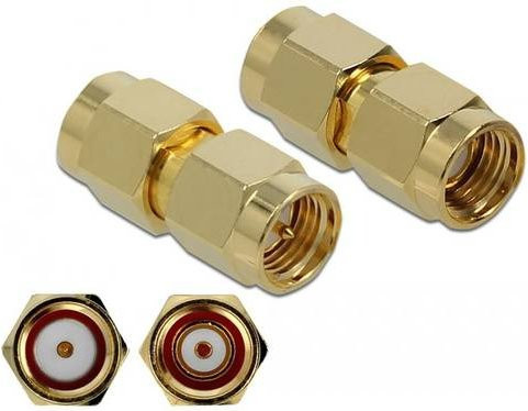 Delock HF-Adapter RPSMA-Stecker auf SMA-Stecker in Gold - Bild 1