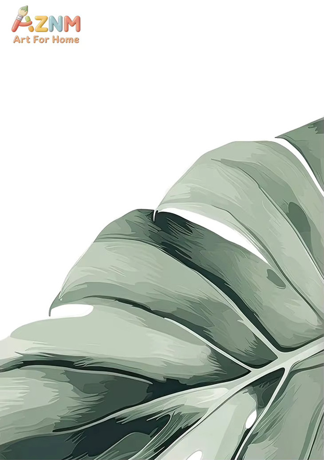 KAYOU Botanisches Wandkunst-Set mit grünen Blättern als Leinwanddruck im rechteckigen Design - Bild 4