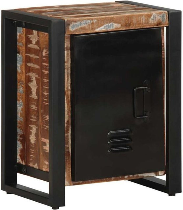 Nachttisch aus Massivholz und Metall im Industrial Design von Vidaxl, Mehrfarbig, B/T/H: 40 x 30 x 51 cm - Bild 1