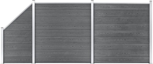vidaXL WPC Zaun-Set aus Holz-Kunststoff-Verbundwerkstoff und Aluminium in Grau, B/H: 446 x 186 cm - Bild 1