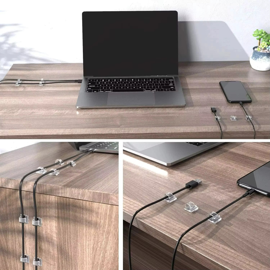 50 Stück Kabel Organizer Clips für USB-C Ladekabel und Datenleitungen, transparente Kabelhalter zur Kabelmanagement-Organisation an der Wand - Bild 6