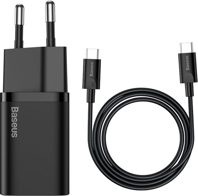 Baseus Super Si Netzteil 25W mit USB-C Kabel Schwarz mit PD und QC - Bild 1