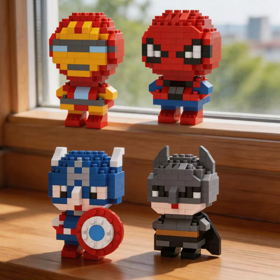 Bandai Marvel Spider-Man, Iron Man, Captain America & Batman Q-Version Mini-Partikel-Bausteine, ab 14 Jahren - Bild 3