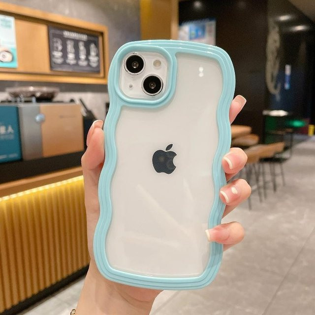 Stoßfeste iPhone Handyhülle mit süßem Waffelrand-Design in Bonbonfarben für iPhone 16 15 14 13 12 11 Pro Max Plus, Multicolor/Transparent - Bild 1