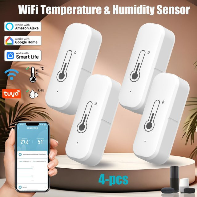 Tuya WLAN Temperatur- und Feuchtigkeitssensor in Weiß mit Smart Life App-Steuerung für dein Smart Home - Bild 1