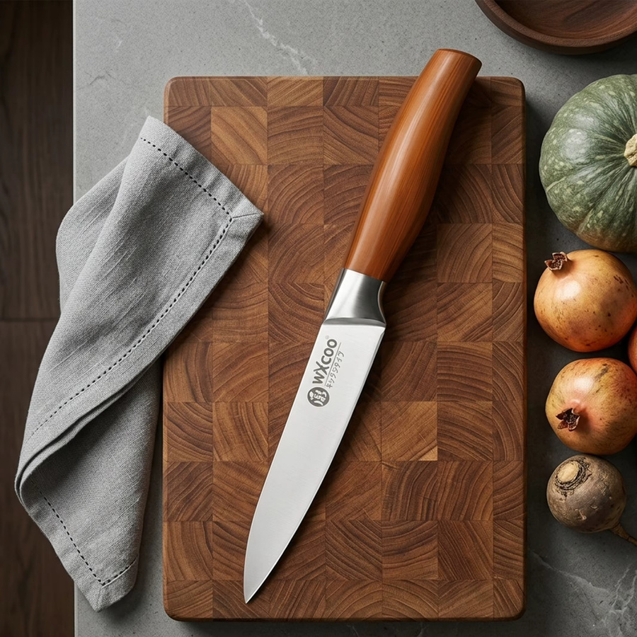 WXCOO Allzweckmesser aus Edelstahl mit ergonomischem Holzgriff als Obstmesser, Fleischmesser und Kochmesser - Bild 4