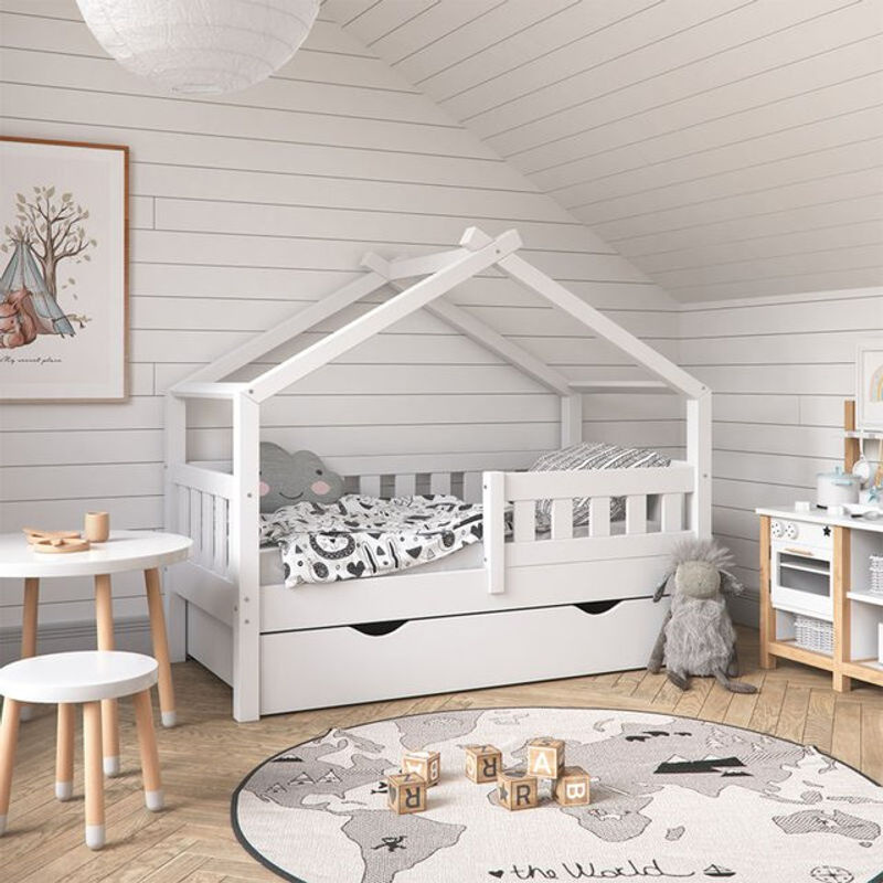 VitaliSpa Design Kinderbett aus Massivholz in Weiß mit Schublade, Lattenrost und Matratze, B/T: 140 x 70 cm - Bild 2